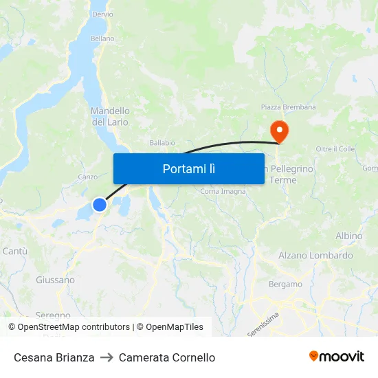 Cesana Brianza to Camerata Cornello map