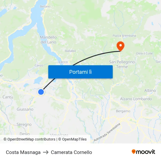 Costa Masnaga to Camerata Cornello map