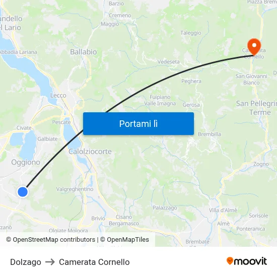 Dolzago to Camerata Cornello map