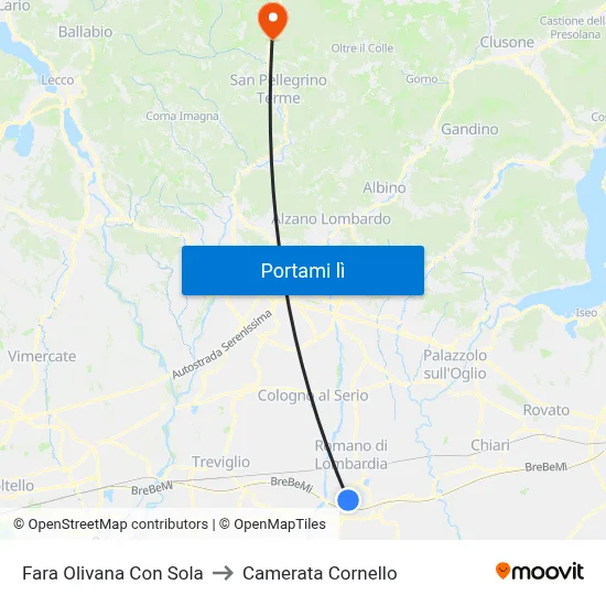 Fara Olivana Con Sola to Camerata Cornello map