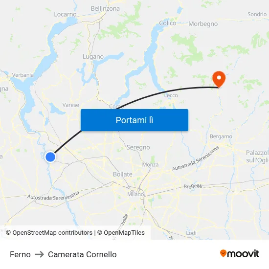 Ferno to Camerata Cornello map