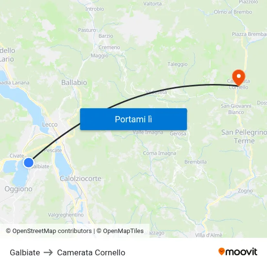 Galbiate to Camerata Cornello map