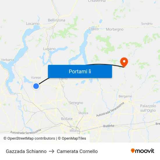 Gazzada Schianno to Camerata Cornello map