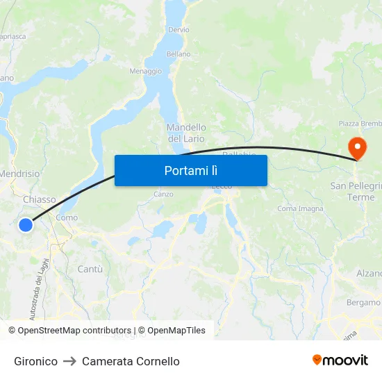 Gironico to Camerata Cornello map