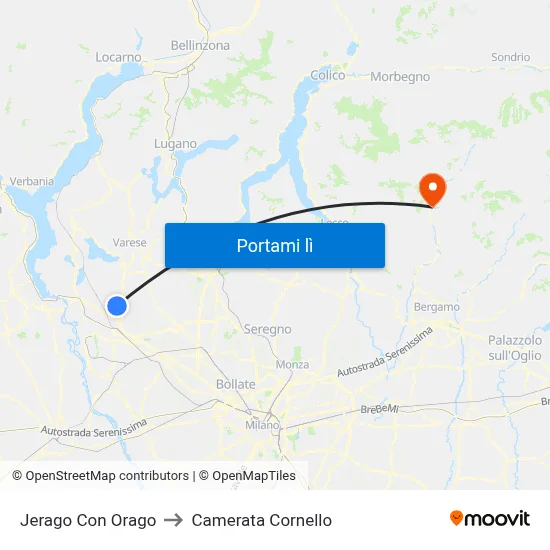 Jerago Con Orago to Camerata Cornello map