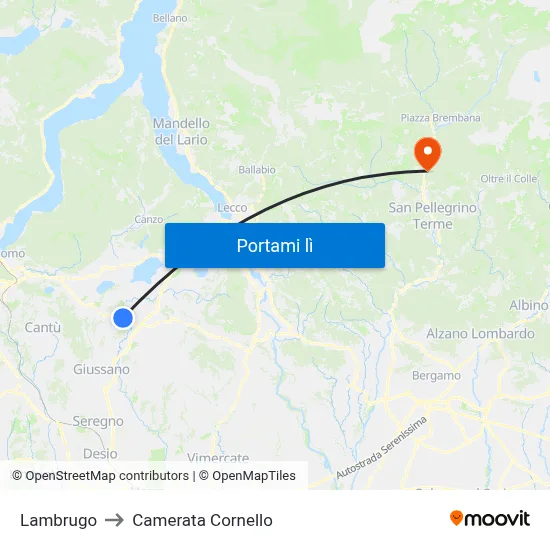 Lambrugo to Camerata Cornello map