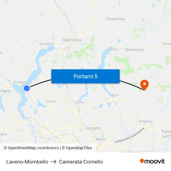Laveno-Mombello to Camerata Cornello map