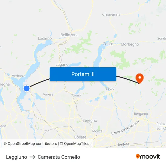 Leggiuno to Camerata Cornello map