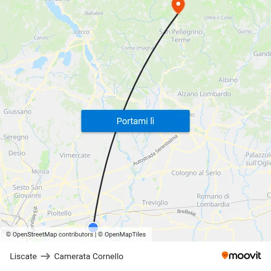 Liscate to Camerata Cornello map