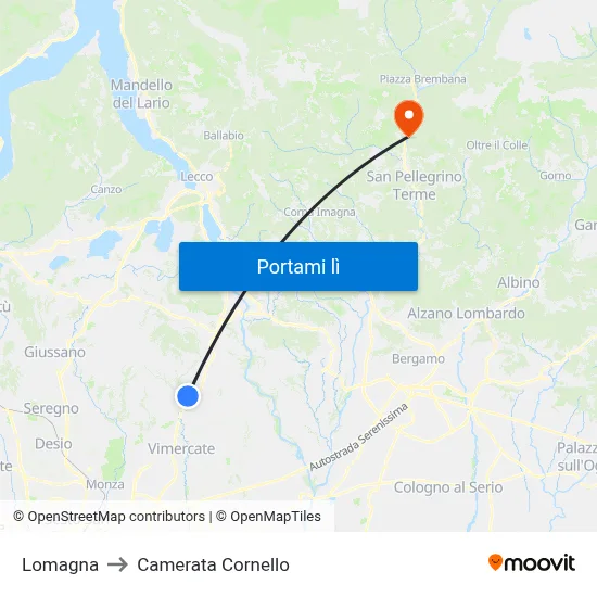Lomagna to Camerata Cornello map