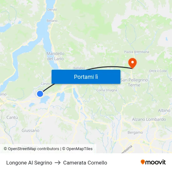 Longone Al Segrino to Camerata Cornello map