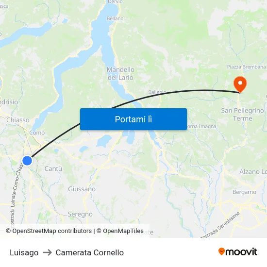 Luisago to Camerata Cornello map
