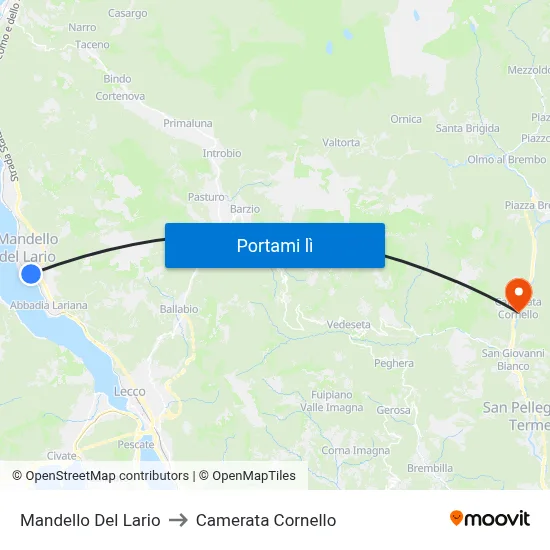 Mandello Del Lario to Camerata Cornello map