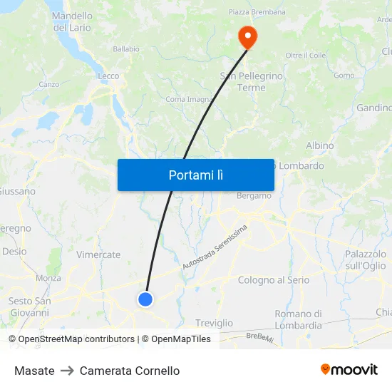 Masate to Camerata Cornello map