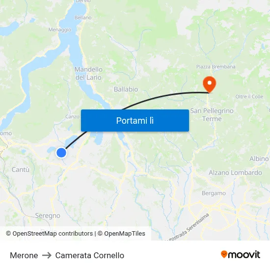 Merone to Camerata Cornello map