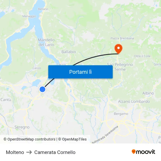 Molteno to Camerata Cornello map