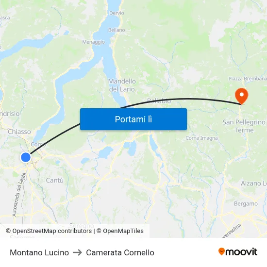 Montano Lucino to Camerata Cornello map