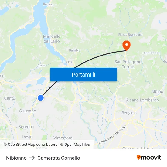 Nibionno to Camerata Cornello map