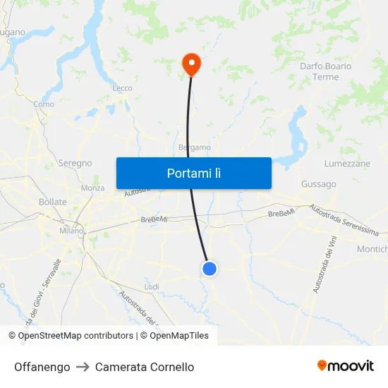 Offanengo to Camerata Cornello map