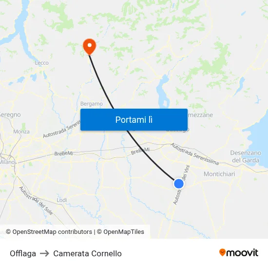 Offlaga to Camerata Cornello map