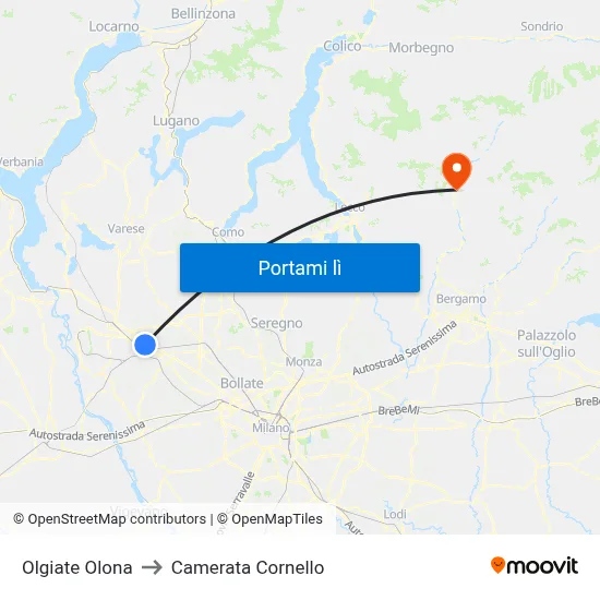 Olgiate Olona to Camerata Cornello map