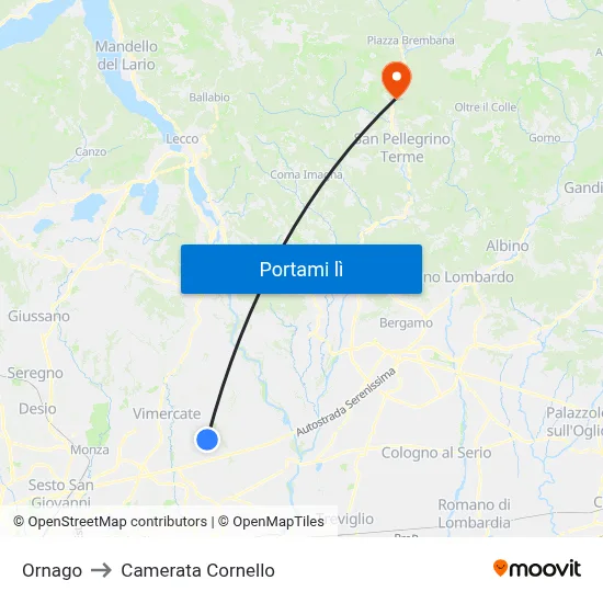 Ornago to Camerata Cornello map