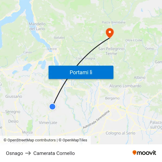 Osnago to Camerata Cornello map