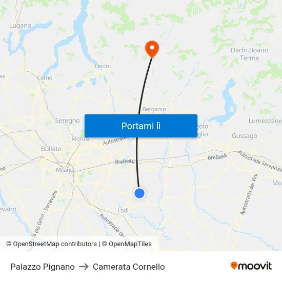 Palazzo Pignano to Camerata Cornello map