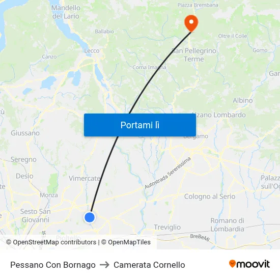 Pessano Con Bornago to Camerata Cornello map