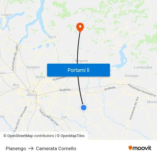 Pianengo to Camerata Cornello map