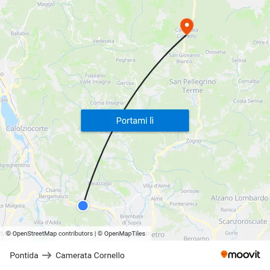 Pontida to Camerata Cornello map