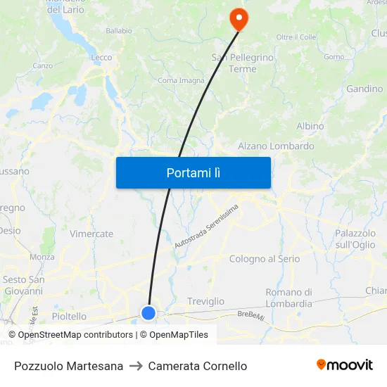 Pozzuolo Martesana to Camerata Cornello map