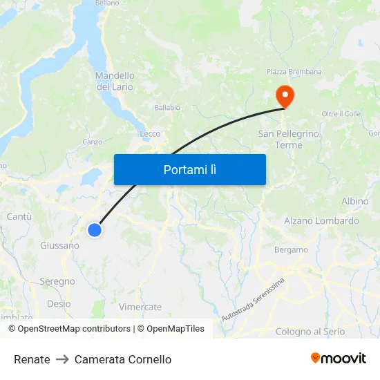 Renate to Camerata Cornello map