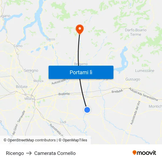 Ricengo to Camerata Cornello map