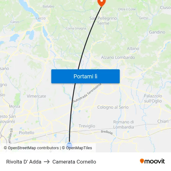 Rivolta D' Adda to Camerata Cornello map