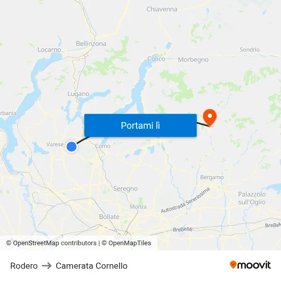Rodero to Camerata Cornello map
