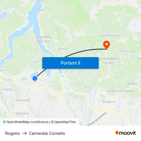 Rogeno to Camerata Cornello map
