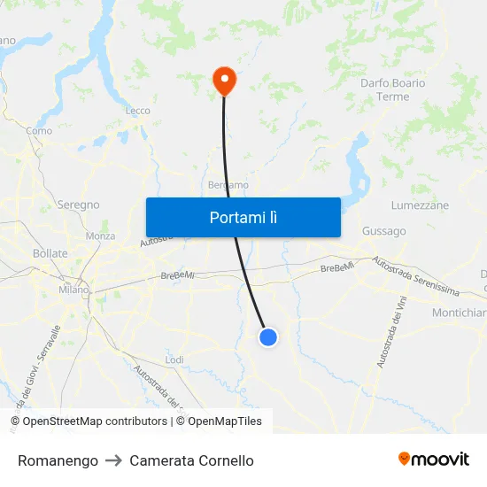 Romanengo to Camerata Cornello map