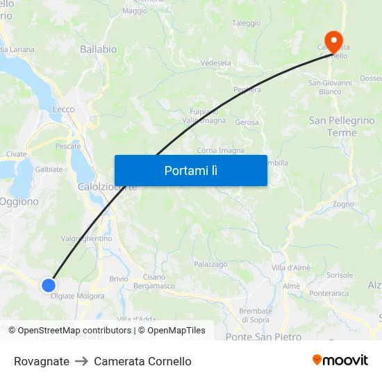 Rovagnate to Camerata Cornello map
