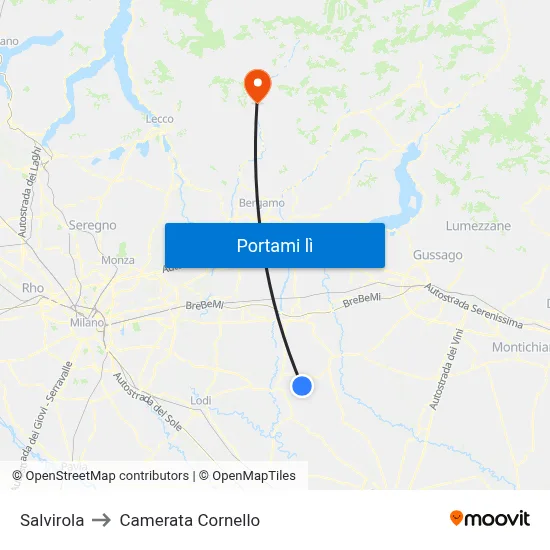 Salvirola to Camerata Cornello map