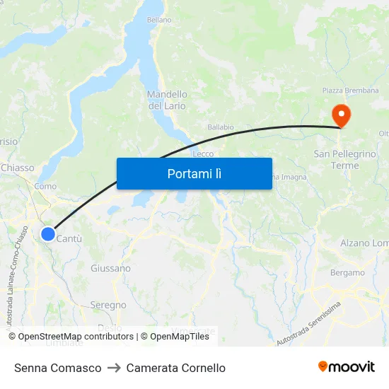Senna Comasco to Camerata Cornello map
