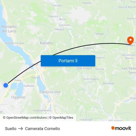 Suello to Camerata Cornello map