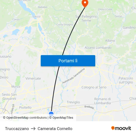 Truccazzano to Camerata Cornello map