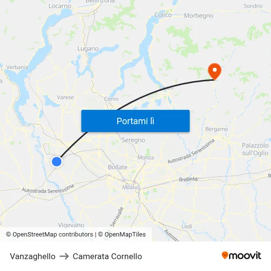 Vanzaghello to Camerata Cornello map