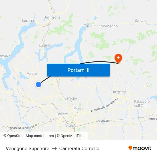 Venegono Superiore to Camerata Cornello map