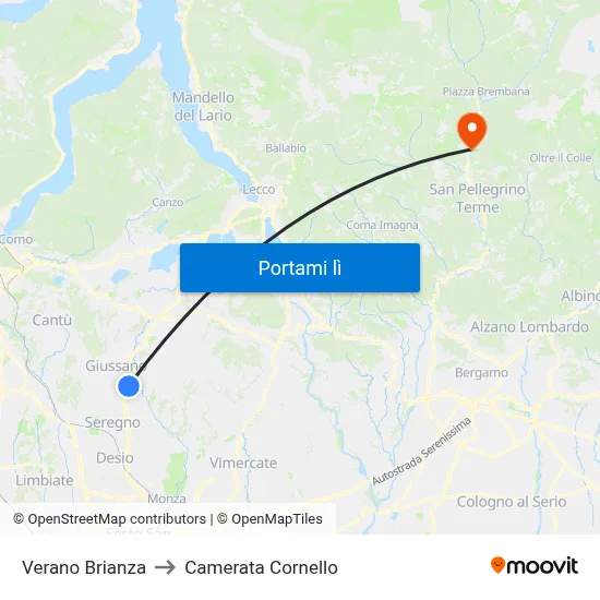 Verano Brianza to Camerata Cornello map