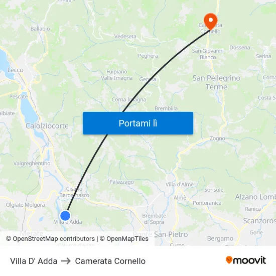 Villa D' Adda to Camerata Cornello map
