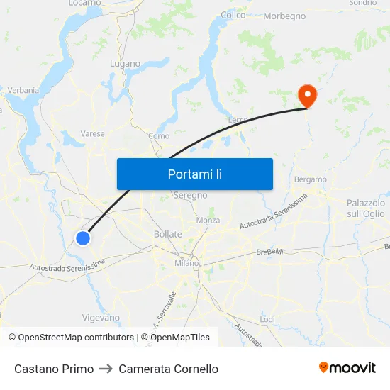 Castano Primo to Camerata Cornello map