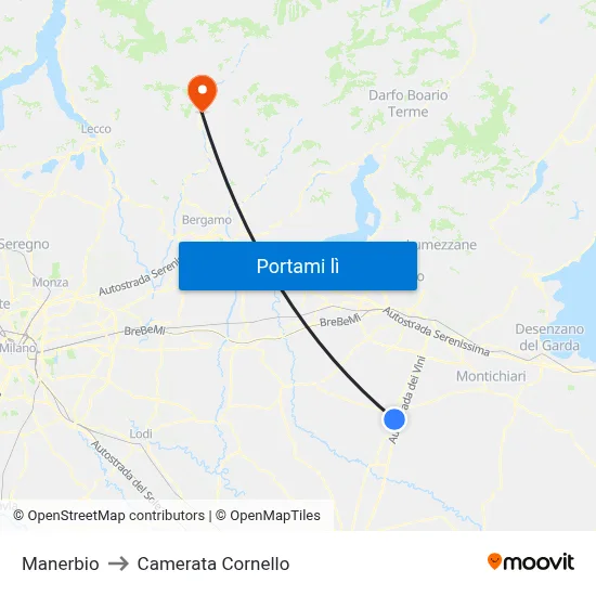 Manerbio to Camerata Cornello map