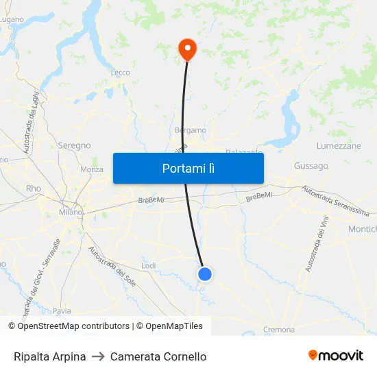 Ripalta Arpina to Camerata Cornello map